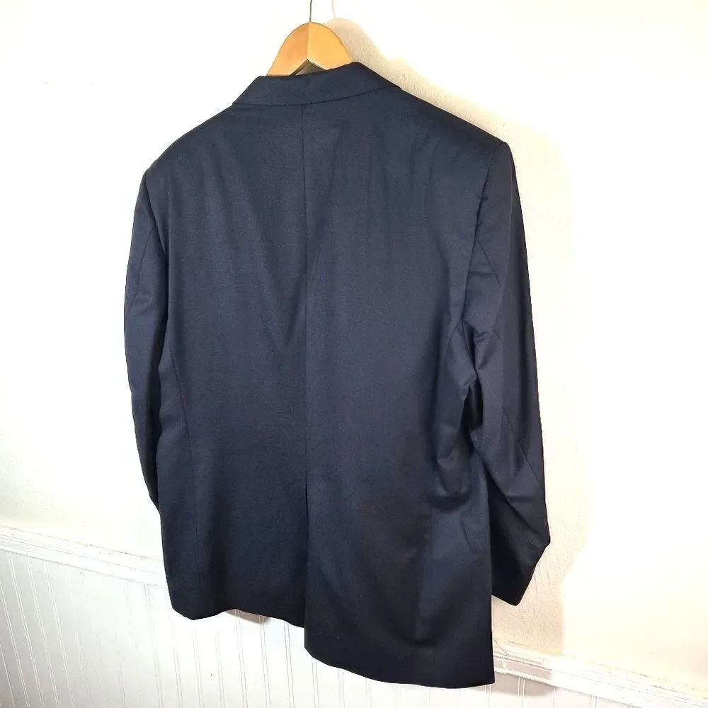 Botany 500 Mens Blazer Jacket 46R Navy Blue Vintage Made USA Sport Coat Gold